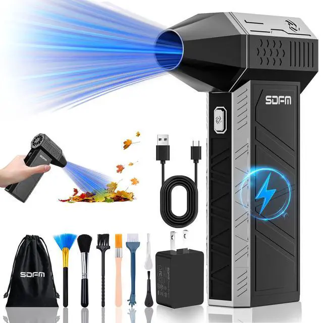 Alt view image 8 of 14 - Compressed Air Duster - Electric Air Duster with Built in Brushless Motor,130,000RPM, 3-Speed Adjustable Air Blower - Suitable for Keyboard, Computer, car, and Home Cleaning (X3) (Max-Black)