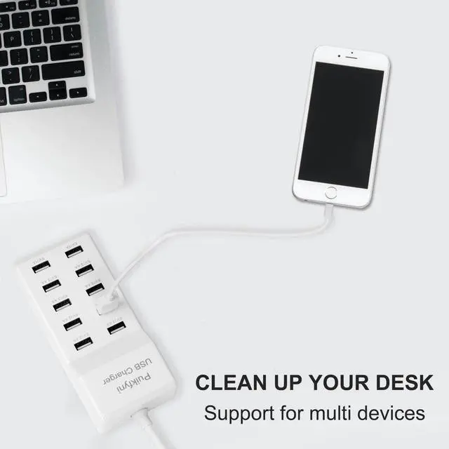 Alt view image 11 of 14 - 2 Pack 10-Ports USB Charger Station, Power Strips with Surge ProtectionSmart USB Charger for Multiple Devices,Smart Watches Phones Tablets for Home,Office,Travel(USB-A Port)
