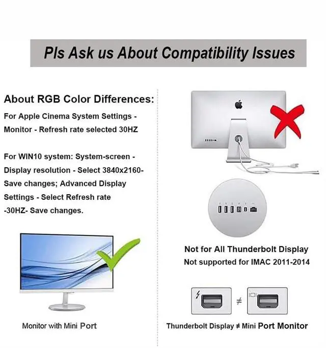 Alt view image 9 of 13 - HDMI to Mini for Display Port Converter Adapter Cable 4K X 2K HDMI Male to Female Video Cable