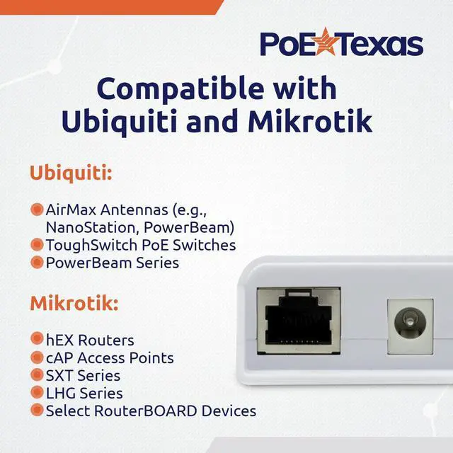 Alt view image 10 of 12 - 48v to 24v PoE Converter - Inline PoE Splitter with 24 Volt 25 Watt PoE or DC - Converts IEEE 802.3at PoE+ to 24V Passive PoE or 24V DC Output with Gigabit Data for Ubiquiti and Mikrotik