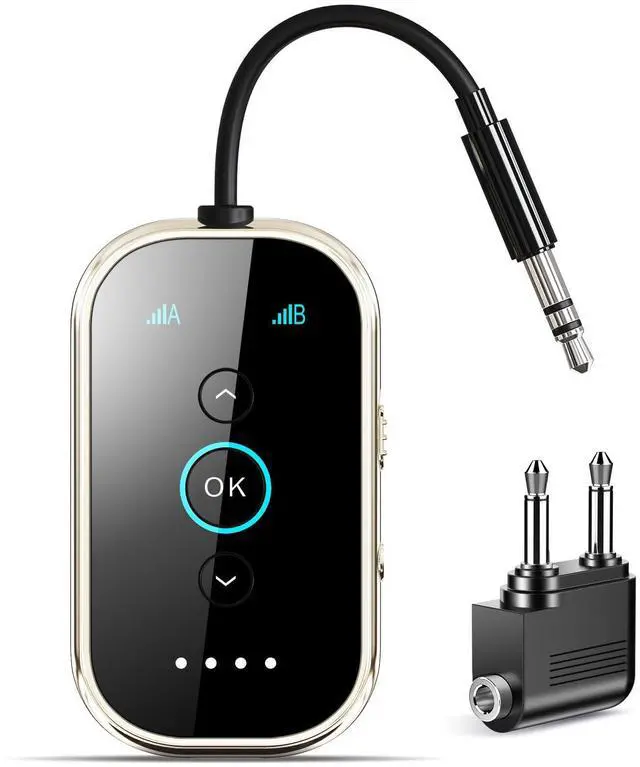 Alt view image 8 of 14 - Bluetooth 5.4 Transmitter Receiver - CNC Aluminum & Ceramic Glass | Dual Link for 2 AirPods/Headphones | aptX Adaptive/HD Audio | Wireless Transmitter for Airplane/TV/Car/Gym
