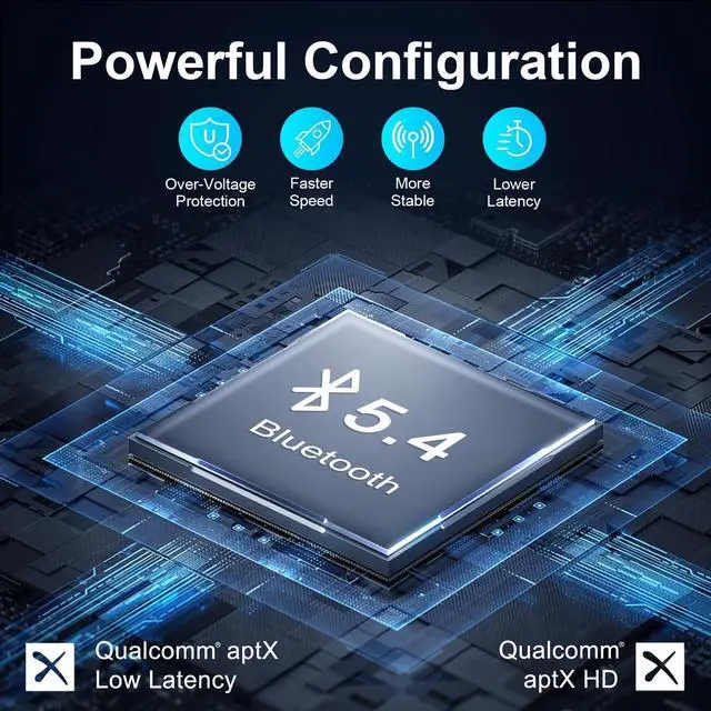 Alt view image 12 of 14 - Bluetooth 5.4 Transmitter Receiver - CNC Aluminum & Ceramic Glass | Dual Link for 2 AirPods/Headphones | aptX Adaptive/HD Audio | Wireless Transmitter for Airplane/TV/Car/Gym
