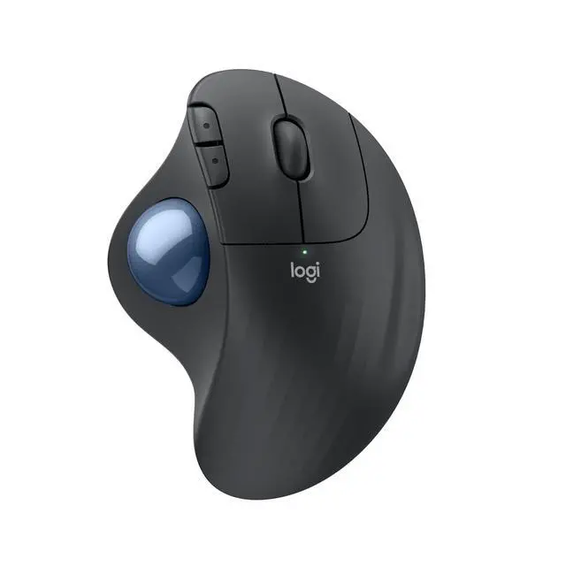 Alt view image 8 of 14 - Ergo M575S Wireless Trackball Mouse, Wireless Ergonomic Mouse with Bluetooth and Encrypted Dongle, Comfortable Thumb Control, Precise and Smooth Tracking, for PC/Mac - Graphite Blue Ball