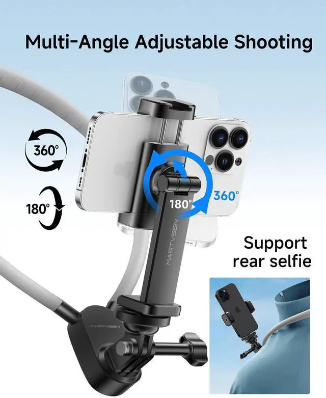 Alt view image 12 of 14 - Magnetic Neck Phone Holder with Light, Hands Free Selfie Tripod Chest Mount Filming for iPhone 16 Samsung GoPro DJI Insta360, Neck Phone Holder for Recording POV Video Vlog