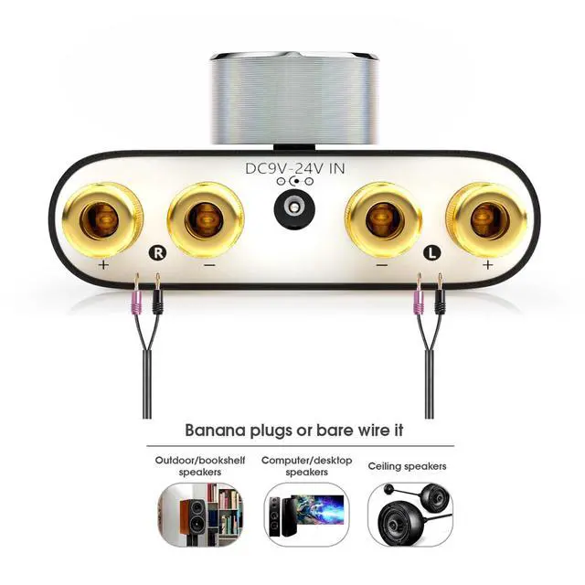 Alt view image 13 of 14 - Mini Bluetooth 5.0 Power Amplifier, Stereo Hi-Fi Digital Amp 2.0 Channel 50W×2 with AUX/USB/Bluetooth Input, Wireless Audio Receiver, PC Sound Card with Power Supply (Black)