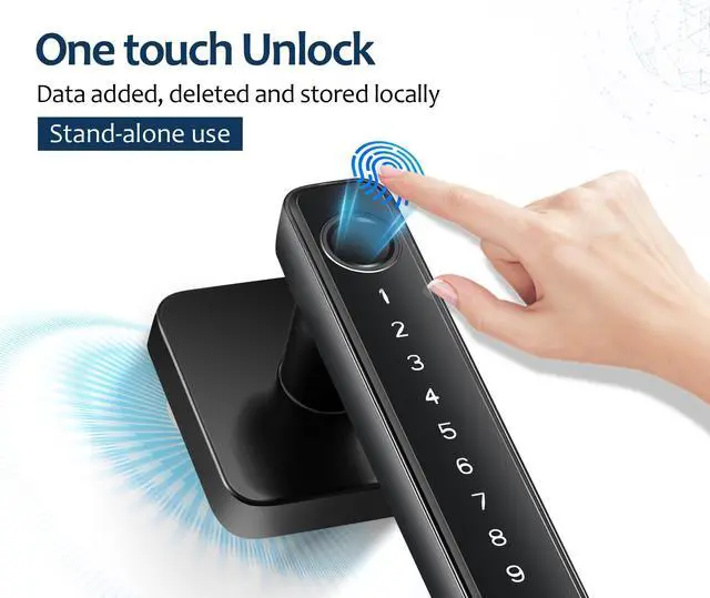 Alt view image 10 of 14 - 4-in-1 Smart Fingerprint Door Knob Lock - No App Required, Door Locks for Bedrooms & Offices, Finger Print Door Knobs with Keypad & Code
