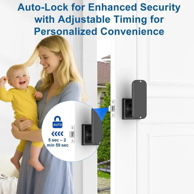 Alt view image 12 of 14 - Fingerprint Door Lock 5-in-1 Biometric Smart Lock with Keypad, App Control, Key, Auto-Lock, Electronic Deadlock Keyless Entry for Bedroom, Office, Indoor Use Includes 2 IC Cards