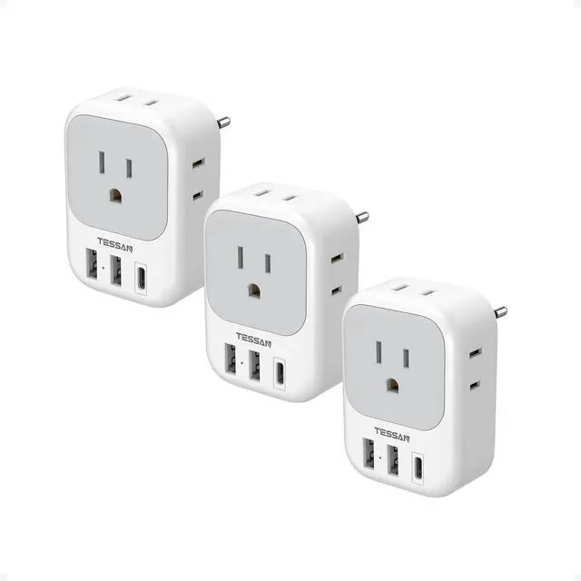 Alt view image 8 of 14 - European Travel Plug Adapter USB C 3 Pack, US to Europe Plug Adaptor with 4 AC Outlets 3 USB Charging Ports, Type C Power Adapter for USA to EU Euro Spain France Iceland Italy Germany Greece