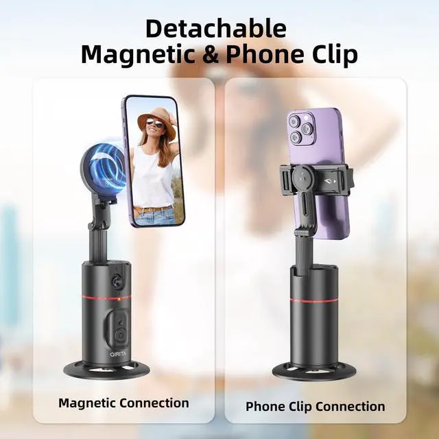 Alt view image 8 of 14 - Auto Face Tracking Phone Holder, Magnetic Face Tracking Tripod 360 Rotation with Stand & Remote, Face Body Phone Tracking Tripod, No App, Smart Shooting Camera Mount for Live Video Recording Tiktok