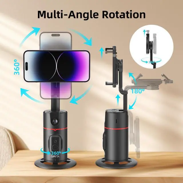 Alt view image 10 of 14 - Auto Face Tracking Phone Holder, Magnetic Face Tracking Tripod 360 Rotation with Stand & Remote, Face Body Phone Tracking Tripod, No App, Smart Shooting Camera Mount for Live Video Recording Tiktok