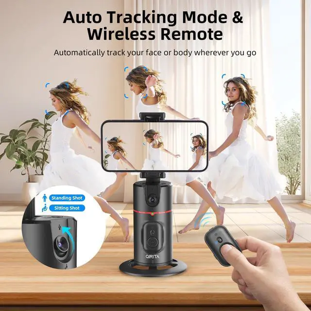 Alt view image 9 of 14 - Auto Face Tracking Phone Holder, Magnetic Face Tracking Tripod 360 Rotation with Stand & Remote, Face Body Phone Tracking Tripod, No App, Smart Shooting Camera Mount for Live Video Recording Tiktok