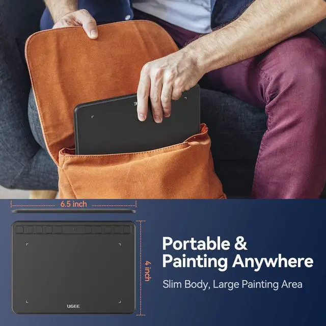 Alt view image 11 of 14 - Graphics Drawing Tablet, UGEE S640 Digital Drawing Pad with 10 Hot Keys, 6.5x4 inch Pen Tablet with 8192 Levels Battery-Free Stylus Support Android/Windows/Mac OS/Chrome OS/Linux