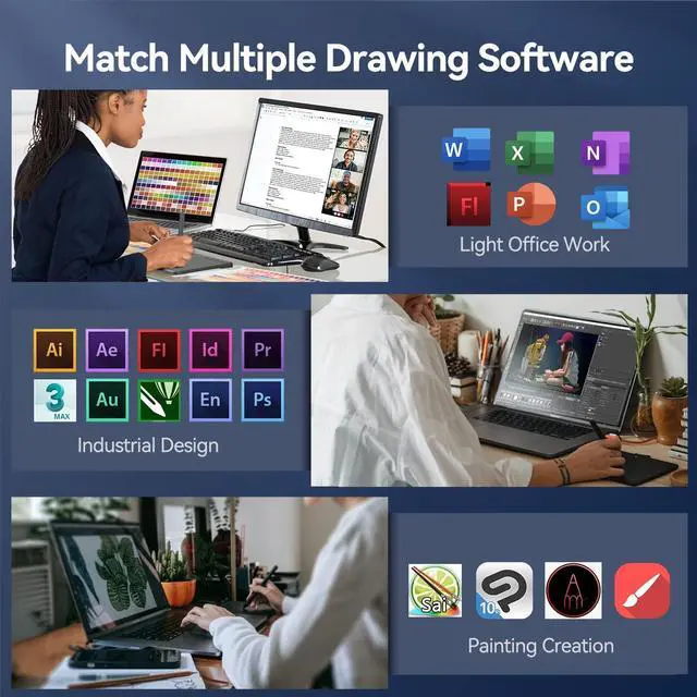 Alt view image 13 of 14 - Graphics Drawing Tablet, UGEE S640 Digital Drawing Pad with 10 Hot Keys, 6.5x4 inch Pen Tablet with 8192 Levels Battery-Free Stylus Support Android/Windows/Mac OS/Chrome OS/Linux