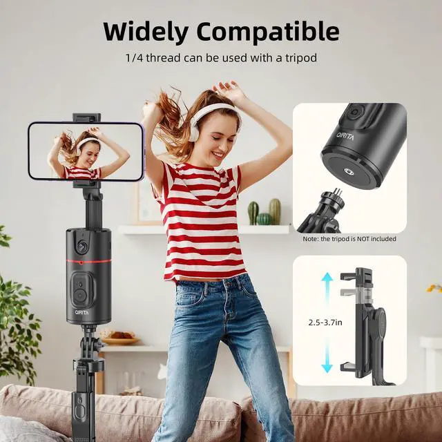 Alt view image 12 of 14 - Auto Face Tracking Phone Holder, Magnetic Face Tracking Tripod 360 Rotation with Stand & Remote, Face Body Phone Tracking Tripod, No App, Smart Shooting Camera Mount for Live Video Recording Tiktok