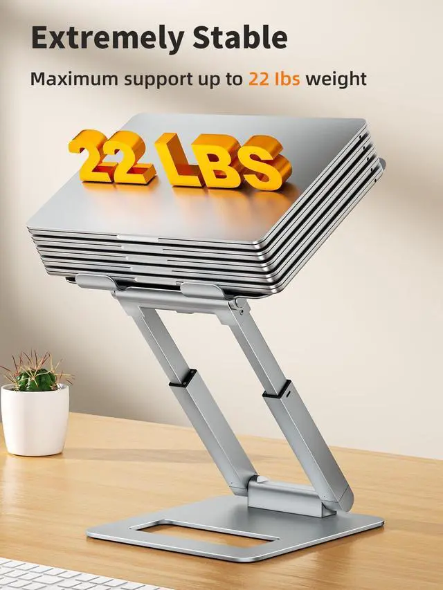 Alt view image 12 of 14 - Laptop Stand for Desk Adjustable Height, Telescopic Computer Stand with Pull Out Design Ergonomic Laptop Riser Fits All Laptops 10-17"-Silver