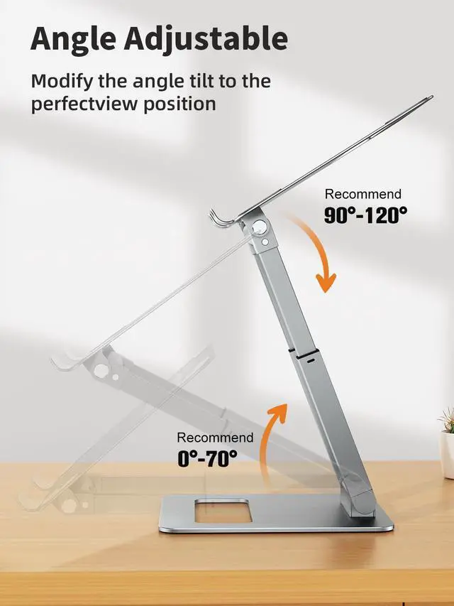 Alt view image 11 of 14 - Laptop Stand for Desk Adjustable Height, Telescopic Computer Stand with Pull Out Design Ergonomic Laptop Riser Fits All Laptops 10-17"-Silver
