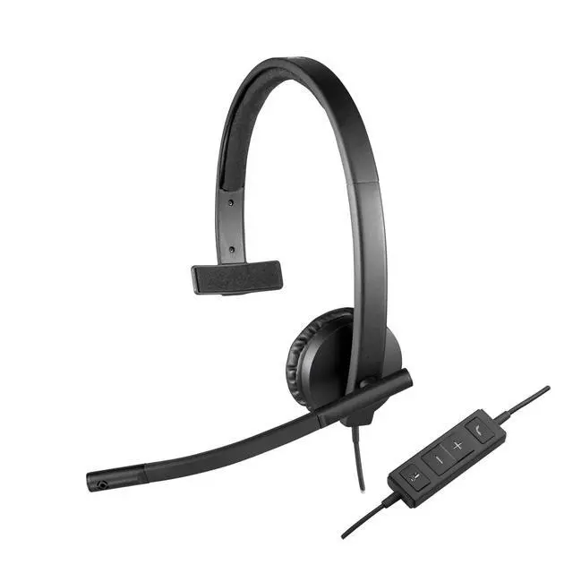 Alt view image 4 of 6 - H570e Wired Headset, Mono Headphones with Noise-Cancelling Microphone, USB, In-Line Controls with Mute Button, Indicator LED, PC/Mac/Laptop - Black