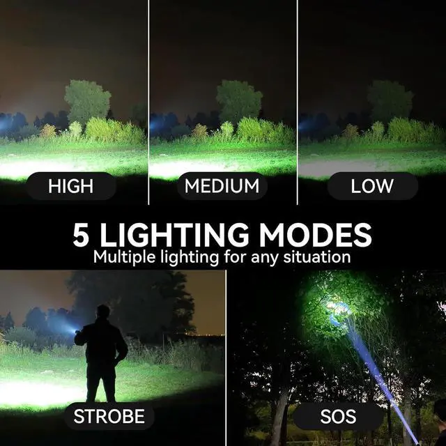 Alt view image 11 of 14 - Rechargeable Flashlights 90,000 High Lumen, 2 Pack Super Bright LED Flashlight with 5 Modes, High Powered Flash Light for Home, Camping, Outdoor