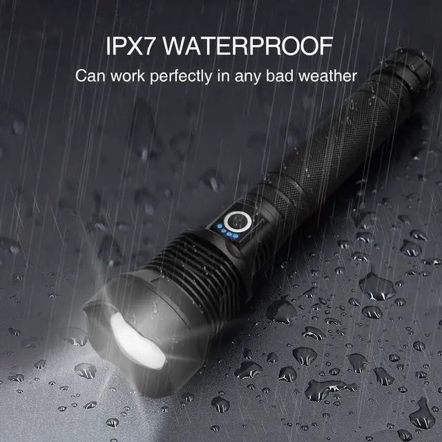 Alt view image 14 of 14 - Rechargeable LED Flashlights High Lumens, 90,000 Lumens Super Bright Flashlight with 5 Modes & Waterproof, Powerful Handheld Flashlight for Camping Emergencies