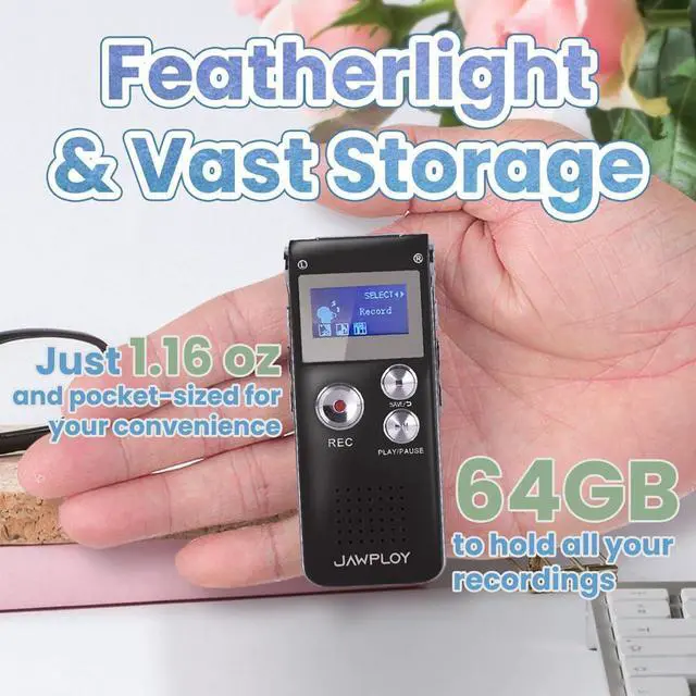 Alt view image 8 of 12 - 64GB Digital Voice Recorder for Lectures Meetings Voice Activated Recording Device with Playback, Portable Audio Recorder Small Tape Recorder Dictaphone, Interviews, USB, MP3, Password