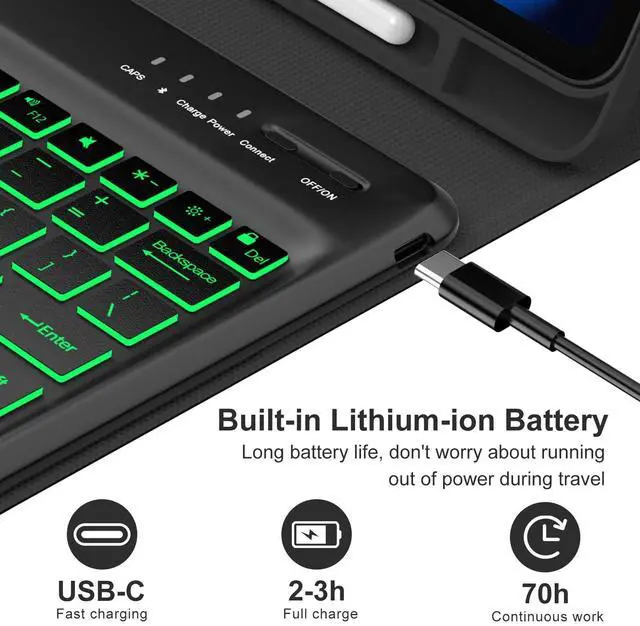 Alt view image 11 of 14 - Keyboard Case for iPad Pro 12.9-inch 3rd/4th/5th/6th Gen (2018~2022), Detachable Keyboard for iPad Air 13 inch M4 2026/M3 2025/M2 2024, 7 Colors Backlit, Smart Folio Keypad with Pencil Holder, Black