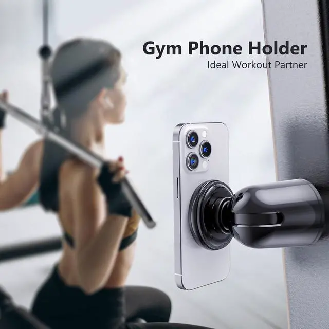 Alt view image 9 of 13 - Dual Magnetic Phone Holder for Magsafe, Strong Magnets Gym Phone Holder Mount, 360 Rotation Adjustable, Hands Free Cell Phone Holder Compatible iPhone 17 Pro Max 16 15 14 13, Magsafe Black