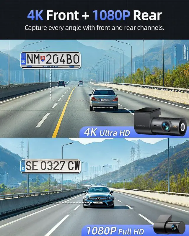 Alt view image 9 of 14 - 4K Dash Cam Front and Rear, 64GB SD Card, 1.5 IPS Display Car Camera, 5Ghz WiFi+App Control, Night Vision, 24H Parking Mode, G-Sensor, WDR, 170° Wide Angle, 4K+1080P Dual Dash Camera for Cars