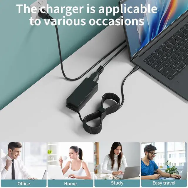 Alt view image 14 of 14 - USB-C Laptop Charger for Lenovo ThinkPad, Yoga, ThinkBook & Chromebook, Laptop Charger Type C AC Adapter with Power Cord, Chromebook Charger USB-C 65W/45W