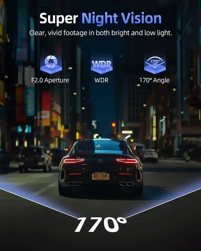 Alt view image 14 of 14 - 4K Dash Cam Front and Rear, 64GB SD Card, 1.5 IPS Display Car Camera, 5Ghz WiFi+App Control, Night Vision, 24H Parking Mode, G-Sensor, WDR, 170° Wide Angle, 4K+1080P Dual Dash Camera for Cars
