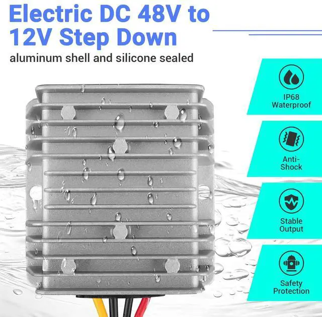 Alt view image 10 of 12 - DC Voltage Reducer 48V Step Down to 12V 15A Buck Converter Waterproof Voltage Regulator Kit Fits for Club Car Precedent 2004-Up Golf Carts
