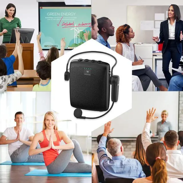 Alt view image 14 of 14 - Voice Amplifier with Bluetooth, Portable Speaker and Microphone Set, Wireless Mic Headset Speaker for Teachers, Tour Guide, Public Speaking, Fitness Instructors, Features Mute, 15W WB002