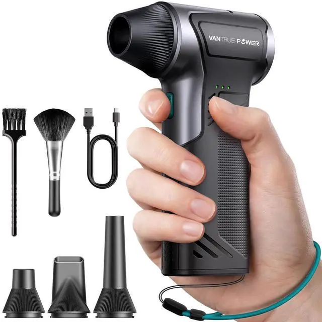 Alt view image 8 of 14 - T150 Compressed Air Duster, 110000RPM Cordless Air Duster Rechargeable, 3-Gear Adjustable, Mini Snow Blower with Fast Charging, Small Handheld Air Blower for PC, Computer, Keyboard,Car