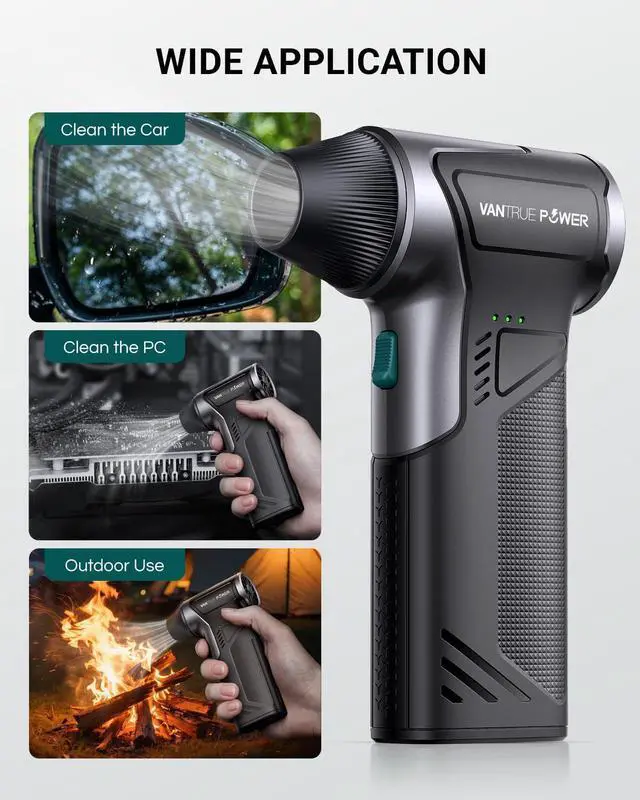 Alt view image 10 of 14 - T150 Compressed Air Duster, 110000RPM Cordless Air Duster Rechargeable, 3-Gear Adjustable, Mini Snow Blower with Fast Charging, Small Handheld Air Blower for PC, Computer, Keyboard,Car