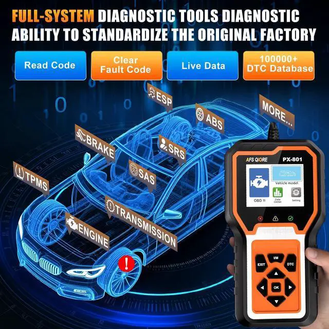 Alt view image 8 of 12 - OBD2 Scanner Check Engine Light Car Code Reader Clear Error Codes ABS SRS SAS Etc Full Vehicle System Diagnostics Tool Compatible with Toyota Honda Ford