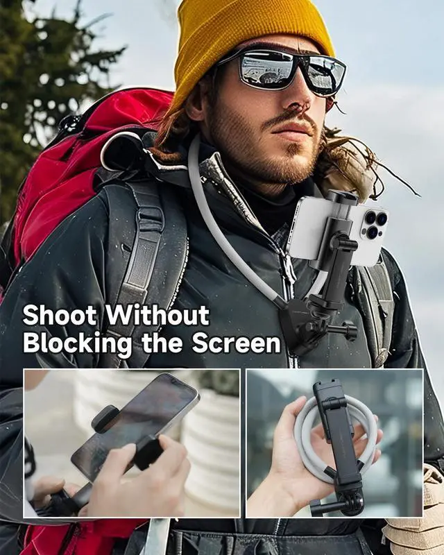 Alt view image 11 of 14 - Magnetic Neck Phone Holder with Light, Hands Free Selfie Tripod Chest Mount Filming for iPhone 16 Samsung GoPro DJI Insta360, Neck Phone Holder for Recording POV Video Vlog