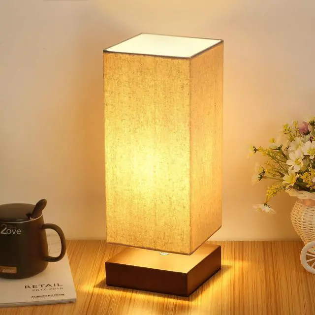 Alt view image 8 of 11 - Touch Control Table Lamp Bedside 3 Way Dimmable Touch Desk Lamp Modern Nightstand Lamp with Square Fabric Lamp Shade Simple Night Light for Bedroom Living Room Office, Led Bulb Included