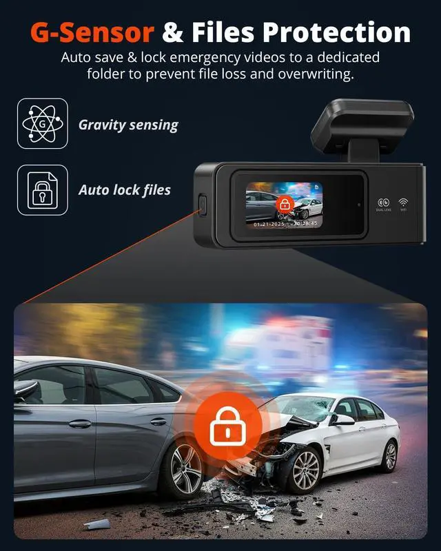 Alt view image 13 of 14 - 2K Dash Cam Front and Rear with 64GB SD Card, Wireless WiFi Dash Camera for Cars, 1.5'' Screen Mini Dashcam Front and Back, Support G-Sensor/Time Lapse 2 Kinds Parking Monitor