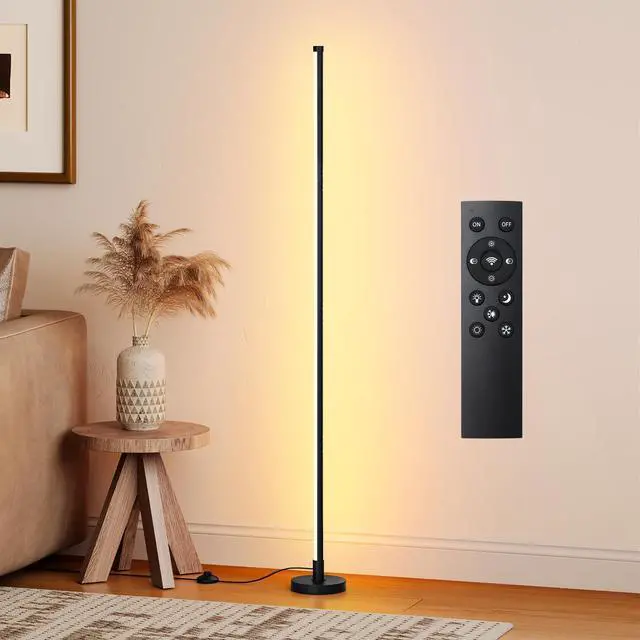 Alt view image 8 of 14 - Corner Lamp, Minimalist Floor lamp with Remote Control, Dimmable Corner Light,Corner Floor Lamp for Living Room, Bedroom, Home Office, 7 Color Temperature 3000K-6000K (black-56.7in, 1 Pack)