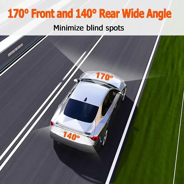 Alt view image 10 of 14 - 1080P Dash Cam Front and Rear with 32GB SD Card, Diamond Lark Dual Dash Camera for Cars, 3 LCD Screen Dashcam with Type-C Port, HDR, G-Sensor, Loop Recording, Parking Monitor, Night Vision