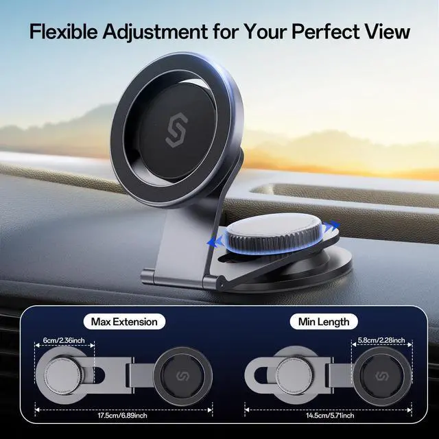 Alt view image 14 of 14 - Fits MagSafe Car Mount for Universal Dashboard,Tesla Screen, Magnetic Phone Holder for Car, Foldable Aluminum Alloy Arm,Super Stable Car Mount for iPhone 17 Pro Max 16 15 14 13 12&All Phones
