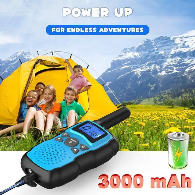 Alt view image 9 of 14 - Walkie Talkies Rechargeable for Kids Adults Long Range,Xmas Birthday Gift for Boys Girls 3 4 5 6 7 8 9 10 Year Old,Hiking Camping Gear Games Ideas Toys with Flashlight,VOX,Easy to Use 4 Pack