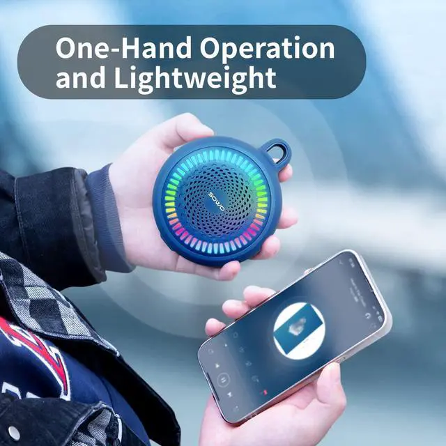 Alt view image 11 of 14 - Shower Bluetooth Speaker Waterproof - Small Portable Wireless Clip Speaker with Louder Volume and Powerful Bass - Colorful Lights and 10H Playtime - Lightweight for Camping,Kayak,Boat - Blue