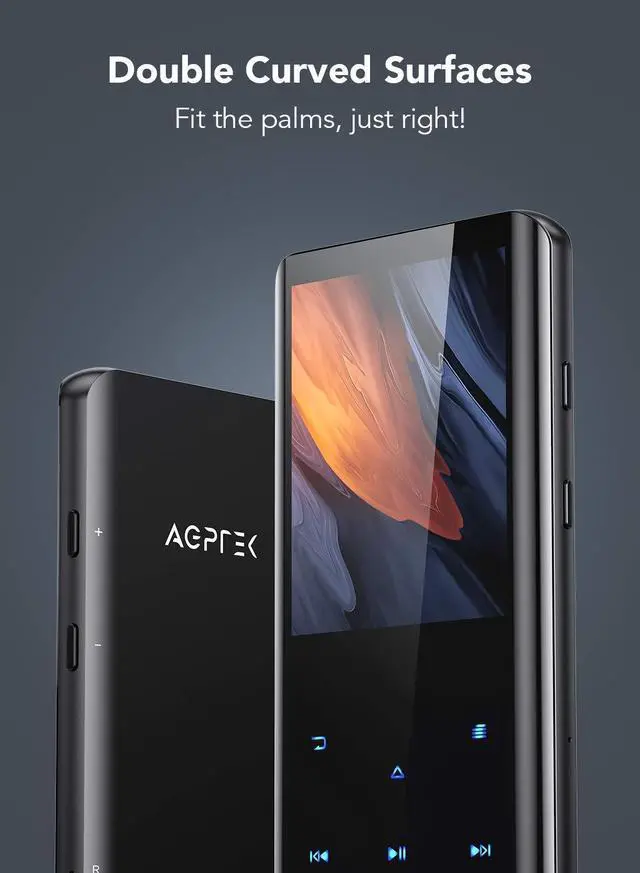 Alt view image 9 of 14 - 64GB MP3 Player with Bluetooth 5.3, A19PL 2.4" Curved Screen Portable Music Player with Speaker Lossless Sound with FM Radio, Voice Recorder, Supports up to 128GB, Black