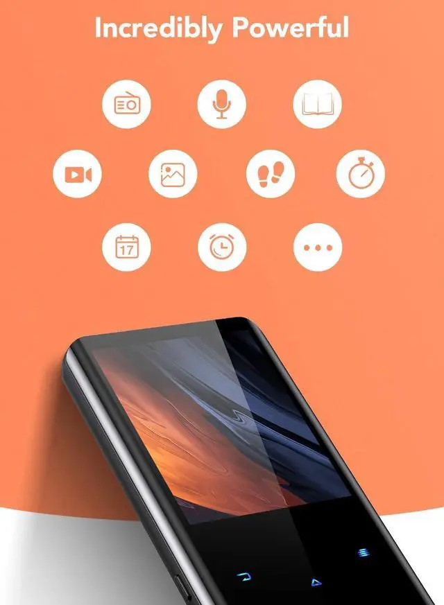 Alt view image 12 of 14 - 64GB MP3 Player with Bluetooth 5.3, A19PL 2.4" Curved Screen Portable Music Player with Speaker Lossless Sound with FM Radio, Voice Recorder, Supports up to 128GB, Black