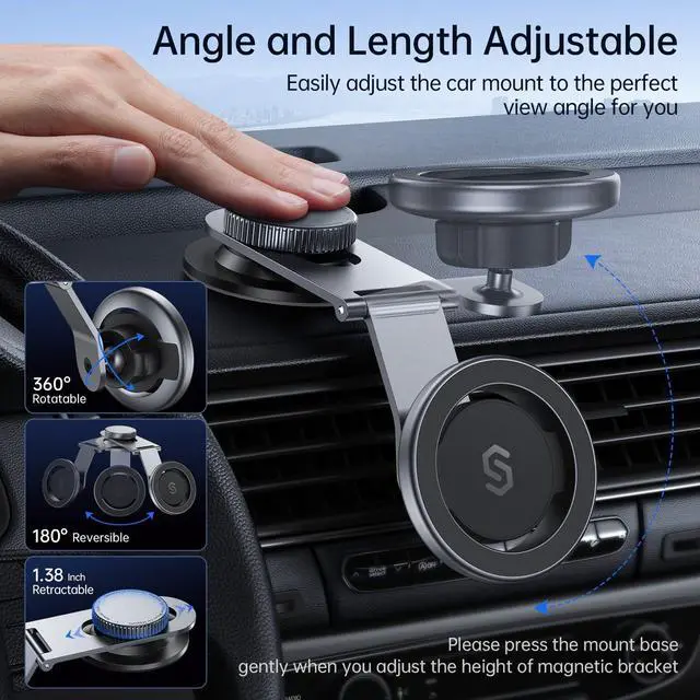 Alt view image 13 of 14 - Fits MagSafe Car Mount for Universal Dashboard,Tesla Screen, Magnetic Phone Holder for Car, Foldable Aluminum Alloy Arm,Super Stable Car Mount for iPhone 17 Pro Max 16 15 14 13 12&All Phones