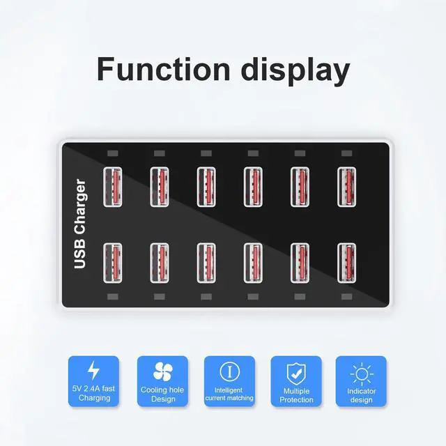 Alt view image 13 of 14 - Cell Phone Wall Charger USB Charging Station for Multi 12 Ports Power Strip Charging Hub Smart Plug Charge Block Desk Device Dock for iPhone 15/14/13/iPad iPod Galaxy Watches Android Phones