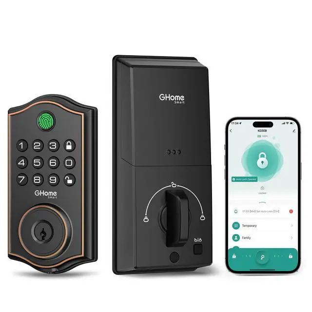 Alt view image 8 of 14 - Deadbolt Lock, Fingerprint Code Keyless Entry Door Lock for Front Door, Auto Lock, App Control, Digital Keypad deadbolt, Smart Door Lock for Home Airbnb Apartment Hotel Garage, Black