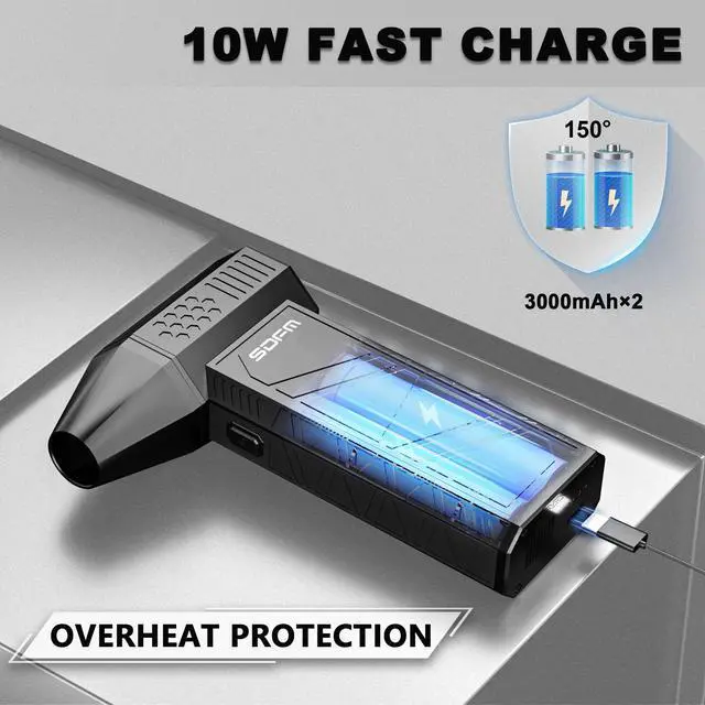 Alt view image 12 of 14 - Compressed Air Duster - Electric Air Duster with Built in Brushless Motor,130,000RPM, 3-Speed Adjustable Air Blower - Suitable for Keyboard, Computer, car, and Home Cleaning (X3) (Max-Black)