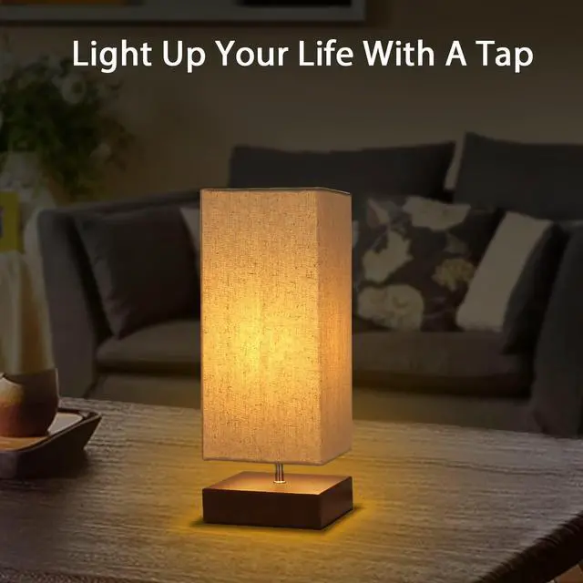 Alt view image 10 of 11 - Touch Control Table Lamp Bedside 3 Way Dimmable Touch Desk Lamp Modern Nightstand Lamp with Square Fabric Lamp Shade Simple Night Light for Bedroom Living Room Office, Led Bulb Included