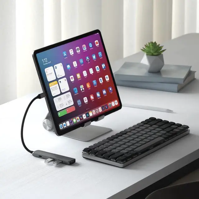 Alt view image 14 of 14 - 4 in 1 USB C Hub Multiport Adapter with HDMI 4K@60Hz, 100W PD Charging, 2X USB-A Data Ports for MacBook Air/Pro M5/M4, iPad, Windows Space Gray